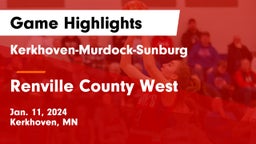 Kerkhoven-Murdock-Sunburg  vs Renville County West  Game Highlights - Jan. 11, 2024
