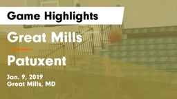 Great Mills vs Patuxent  Game Highlights - Jan. 9, 2019