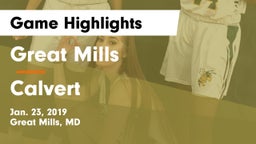 Great Mills vs Calvert  Game Highlights - Jan. 23, 2019