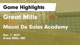 Great Mills vs Mount De Sales Academy Game Highlights - Dec. 7, 2019
