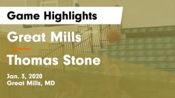 Great Mills vs Thomas Stone  Game Highlights - Jan. 3, 2020