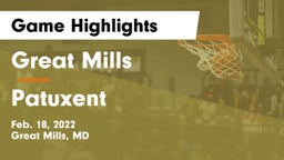 Great Mills vs Patuxent  Game Highlights - Feb. 18, 2022