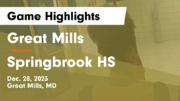 Great Mills vs Springbrook HS Game Highlights - Dec. 28, 2023