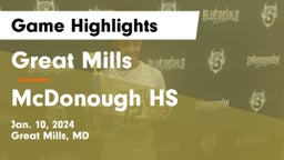 Great Mills vs McDonough HS Game Highlights - Jan. 10, 2024