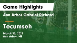 Ann Arbor Gabriel Richard  vs Tecumseh  Game Highlights - March 30, 2022
