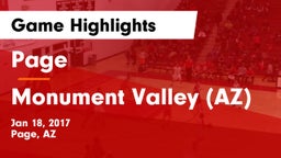 Page  vs Monument Valley (AZ) Game Highlights - Jan 18, 2017