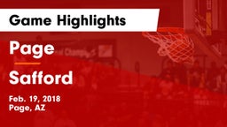 Page  vs Safford  Game Highlights - Feb. 19, 2018
