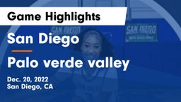 San Diego  vs Palo verde valley Game Highlights - Dec. 20, 2022