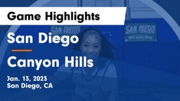 San Diego  vs Canyon Hills  Game Highlights - Jan. 13, 2023