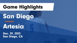 San Diego  vs Artesia Game Highlights - Dec. 29, 2023