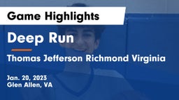 Deep Run  vs Thomas Jefferson Richmond Virginia Game Highlights - Jan. 20, 2023
