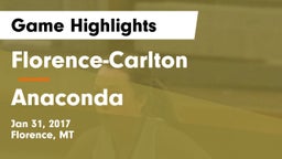 Florence-Carlton  vs Anaconda  Game Highlights - Jan 31, 2017