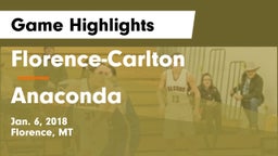 Florence-Carlton  vs Anaconda  Game Highlights - Jan. 6, 2018