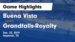 Buena Vista  vs Grandfalls-Royalty  Game Highlights - Jan. 22, 2019