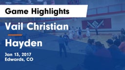 Vail Christian  vs Hayden  Game Highlights - Jan 13, 2017