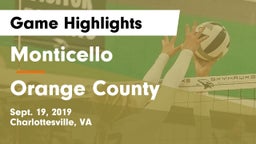 Monticello  vs Orange County  Game Highlights - Sept. 19, 2019
