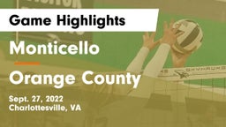 Monticello  vs Orange County  Game Highlights - Sept. 27, 2022