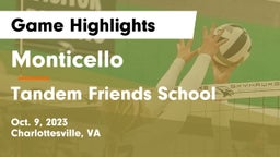 Monticello  vs Tandem Friends School Game Highlights - Oct. 9, 2023