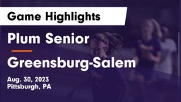 Plum Senior  vs Greensburg-Salem  Game Highlights - Aug. 30, 2023