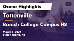 Tottenville  vs Baruch College Campus HS Game Highlights - March 3, 2022