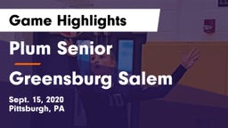 Plum Senior  vs Greensburg Salem Game Highlights - Sept. 15, 2020