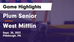 Plum Senior  vs West Mifflin  Game Highlights - Sept. 20, 2022
