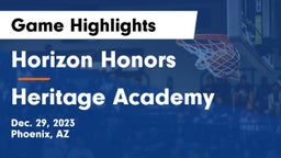 Horizon Honors  vs Heritage Academy Game Highlights - Dec. 29, 2023
