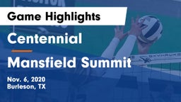 Centennial  vs Mansfield Summit  Game Highlights - Nov. 6, 2020
