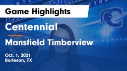 Centennial  vs Mansfield Timberview  Game Highlights - Oct. 1, 2021