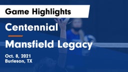 Centennial  vs Mansfield Legacy  Game Highlights - Oct. 8, 2021