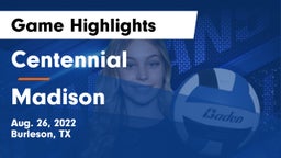 Centennial  vs Madison  Game Highlights - Aug. 26, 2022