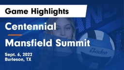 Centennial  vs Mansfield Summit  Game Highlights - Sept. 6, 2022