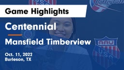 Centennial  vs Mansfield Timberview  Game Highlights - Oct. 11, 2022