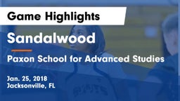 Sandalwood  vs Paxon School for Advanced Studies Game Highlights - Jan. 25, 2018
