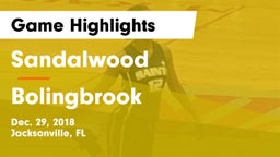 Sandalwood  vs Bolingbrook  Game Highlights - Dec. 29, 2018