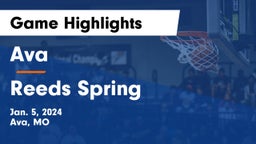 Ava  vs Reeds Spring  Game Highlights - Jan. 5, 2024