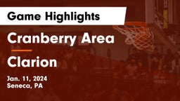 Cranberry Area  vs Clarion Game Highlights - Jan. 11, 2024