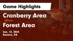 Cranberry Area  vs Forest Area Game Highlights - Jan. 12, 2024