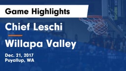 Chief Leschi  vs Willapa Valley Game Highlights - Dec. 21, 2017