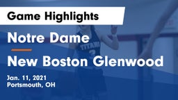 Notre Dame  vs New Boston Glenwood Game Highlights - Jan. 11, 2021