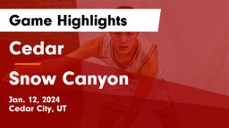 Cedar  vs Snow Canyon  Game Highlights - Jan. 12, 2024