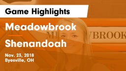 Meadowbrook  vs Shenandoah  Game Highlights - Nov. 23, 2018