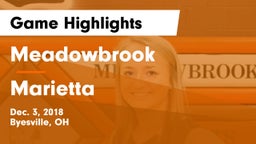 Meadowbrook  vs Marietta  Game Highlights - Dec. 3, 2018