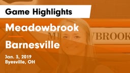 Meadowbrook  vs Barnesville  Game Highlights - Jan. 3, 2019