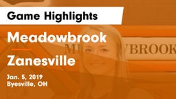 Meadowbrook  vs Zanesville  Game Highlights - Jan. 5, 2019