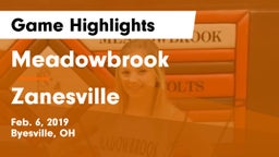 Meadowbrook  vs Zanesville Game Highlights - Feb. 6, 2019