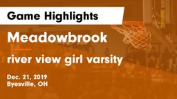 Meadowbrook  vs river view girl varsity Game Highlights - Dec. 21, 2019