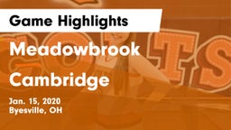 Meadowbrook  vs Cambridge  Game Highlights - Jan. 15, 2020