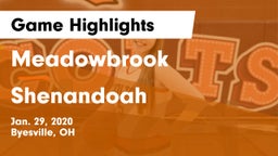 Meadowbrook  vs Shenandoah  Game Highlights - Jan. 29, 2020