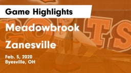 Meadowbrook  vs Zanesville  Game Highlights - Feb. 5, 2020